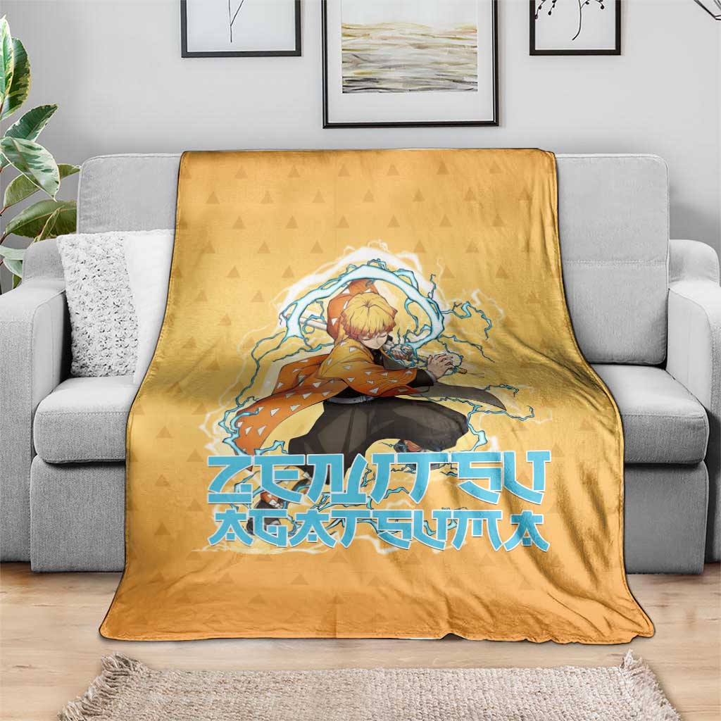 Zenitsu Agatsuma Demon Slayer Blanket Thunder Spark Anime Tri-Pattern Style