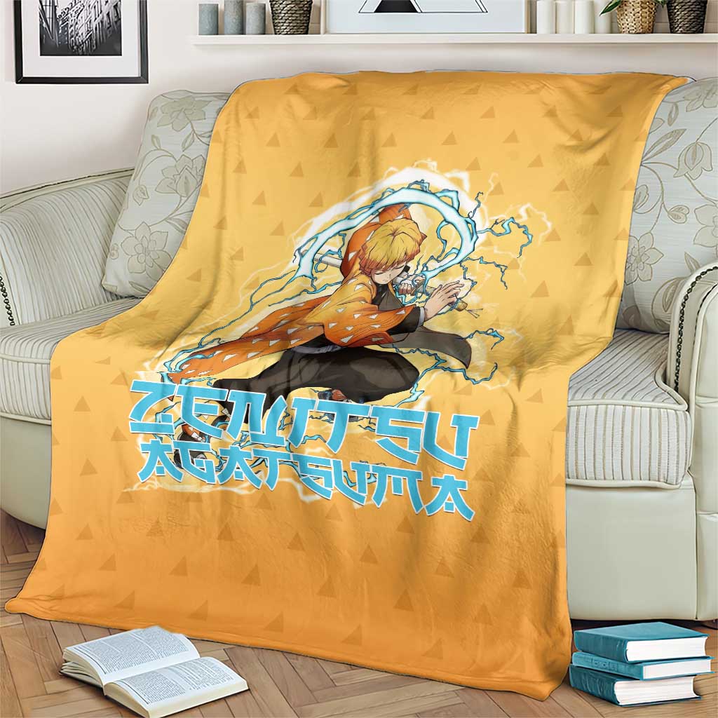 Zenitsu Agatsuma Demon Slayer Blanket Thunder Spark Anime Tri-Pattern Style