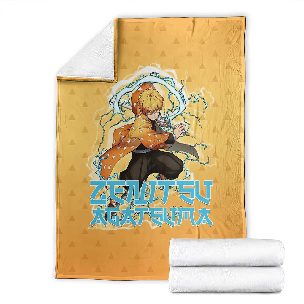 Zenitsu Agatsuma Demon Slayer Blanket Thunder Spark Anime Tri-Pattern Style