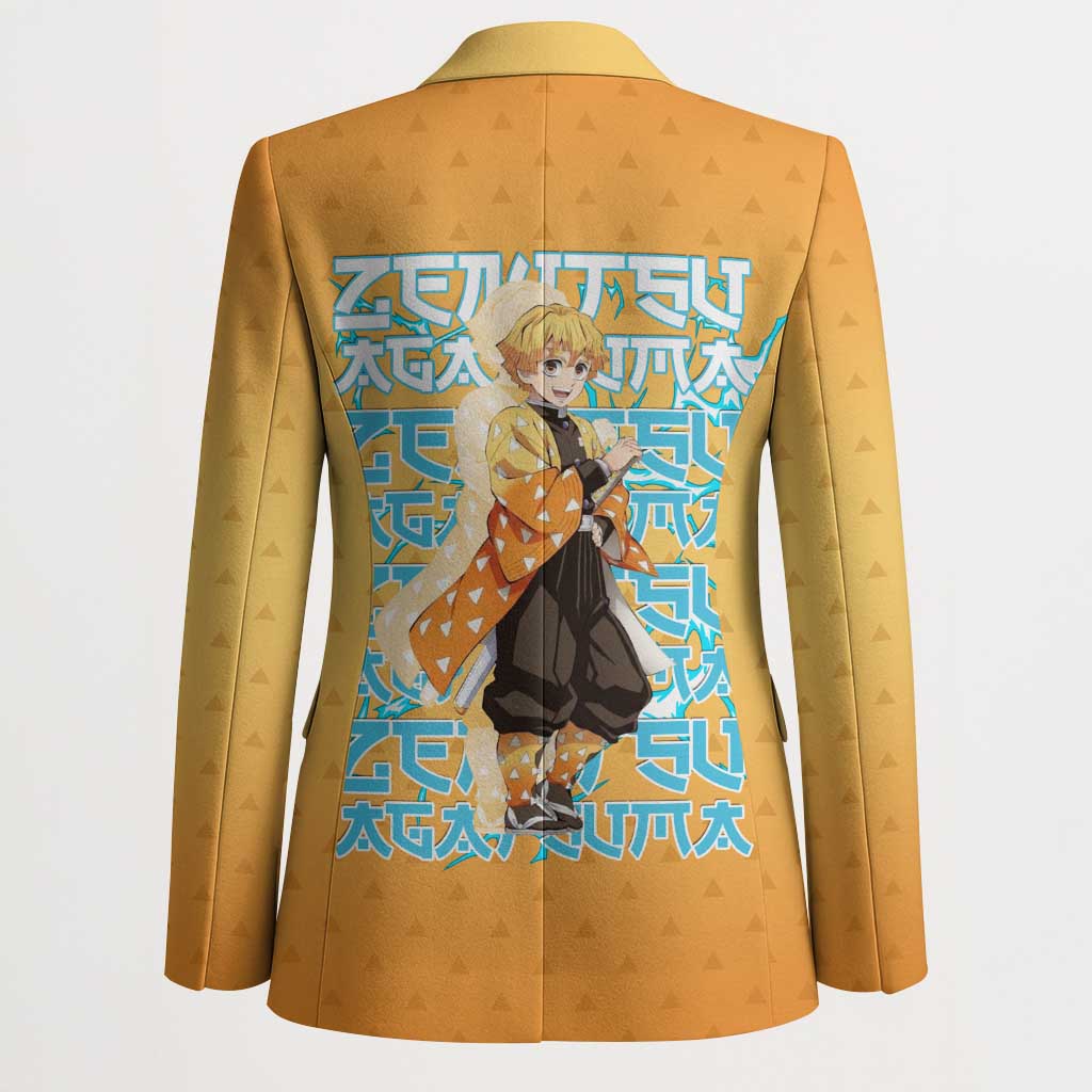 Zenitsu Agatsuma Demon Slayer Blazer Thunder Spark Anime Tri-Pattern Style