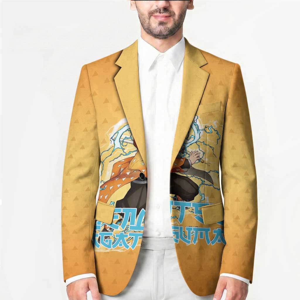 Zenitsu Agatsuma Demon Slayer Blazer Thunder Spark Anime Tri-Pattern Style