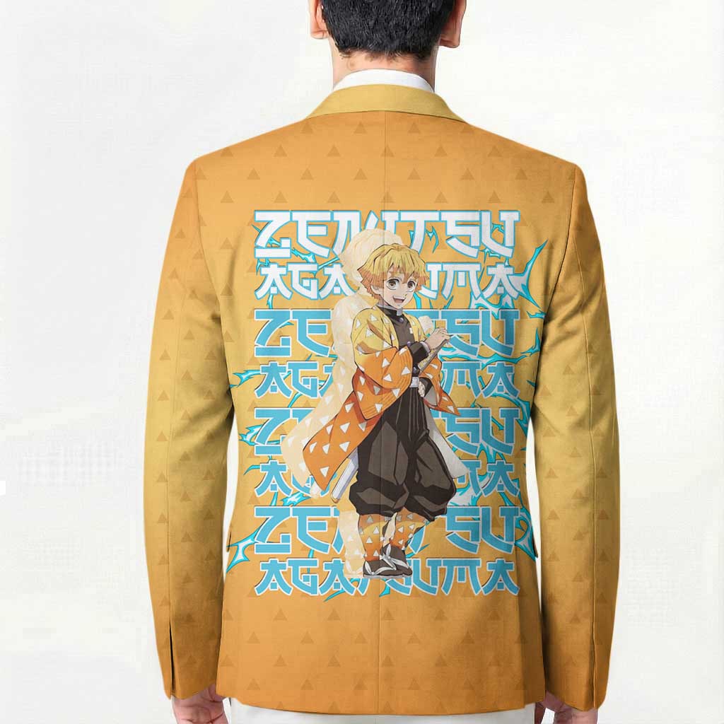Zenitsu Agatsuma Demon Slayer Blazer Thunder Spark Anime Tri-Pattern Style