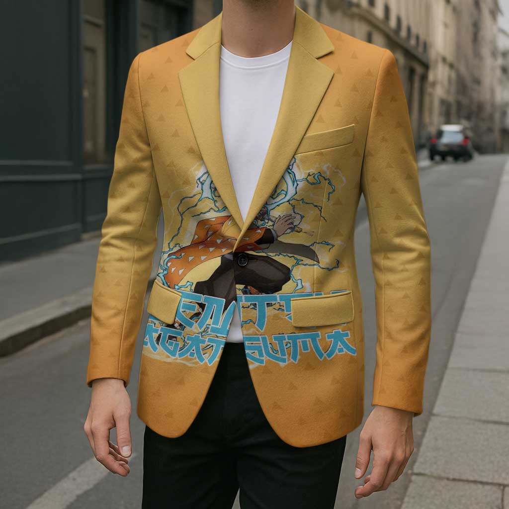 Zenitsu Agatsuma Demon Slayer Blazer Thunder Spark Anime Tri-Pattern Style