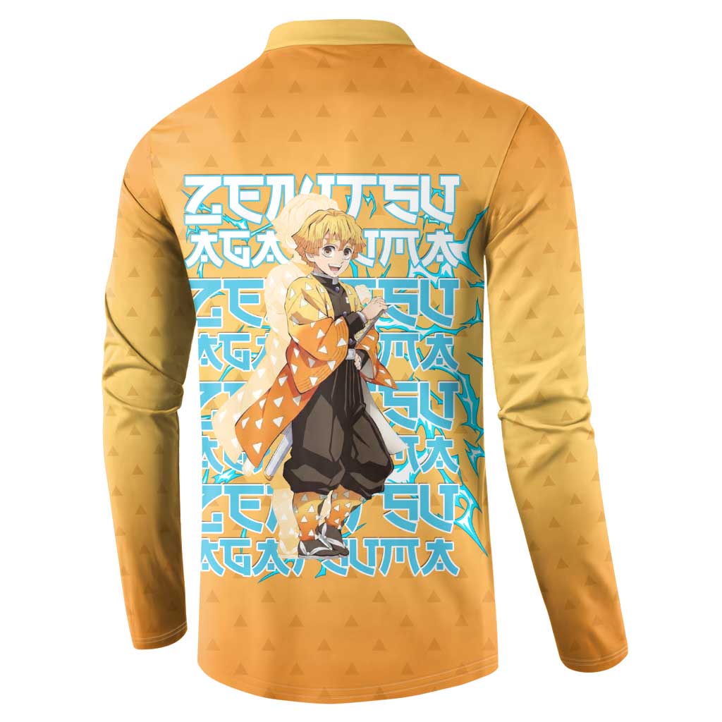 Zenitsu Agatsuma Demon Slayer Button Sweatshirt Thunder Spark Anime Tri-Pattern Style