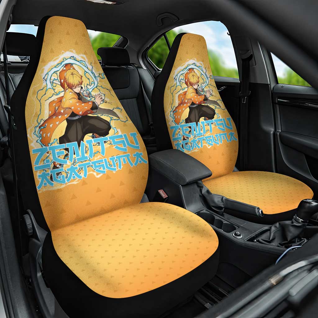 Zenitsu Agatsuma Demon Slayer Car Seat Cover Thunder Spark Anime Tri-Pattern Style