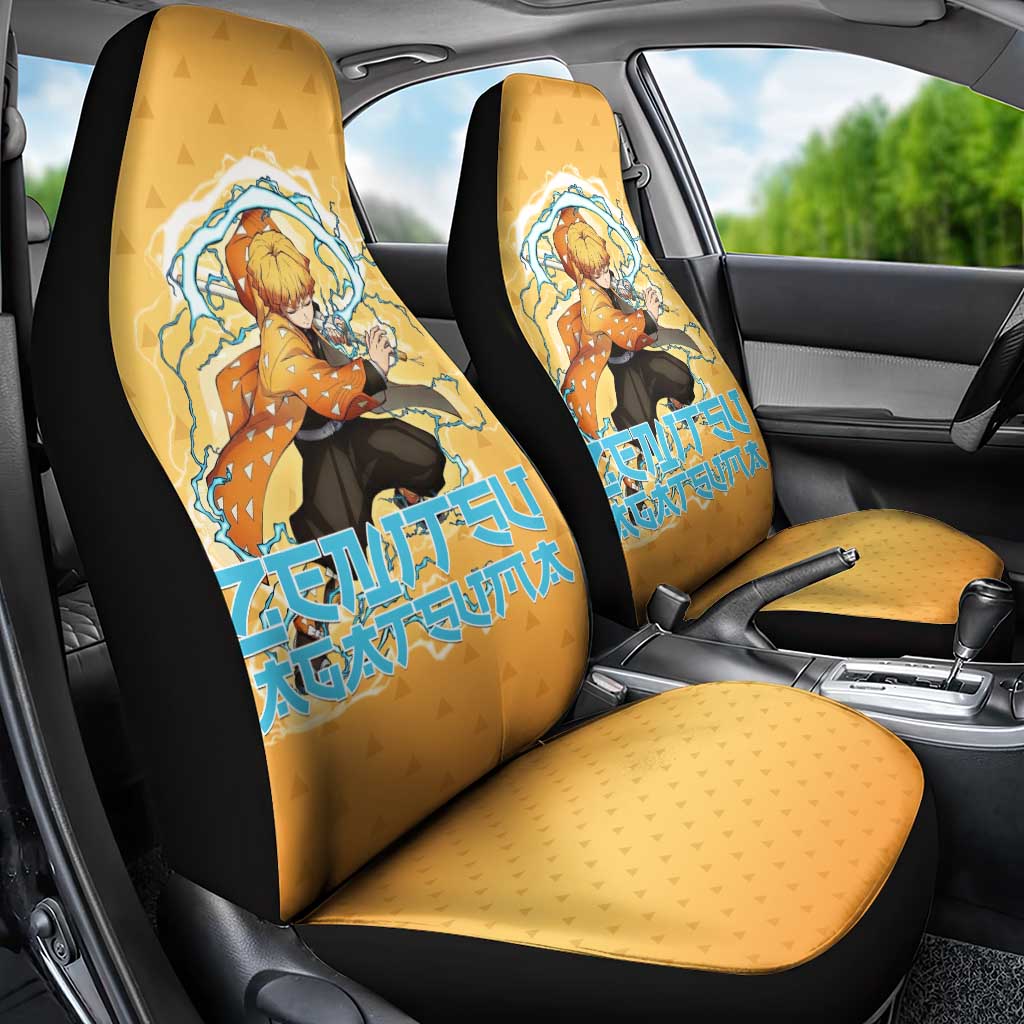 Zenitsu Agatsuma Demon Slayer Car Seat Cover Thunder Spark Anime Tri-Pattern Style
