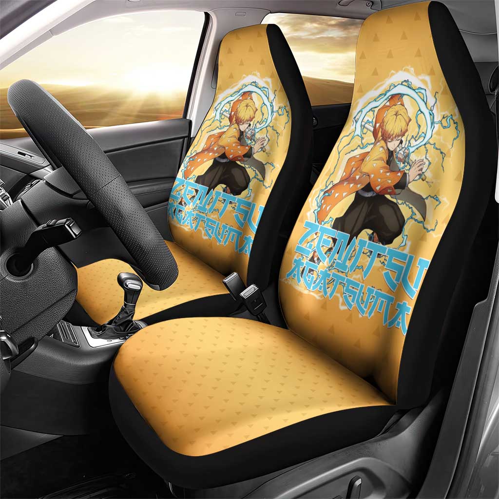 Zenitsu Agatsuma Demon Slayer Car Seat Cover Thunder Spark Anime Tri-Pattern Style