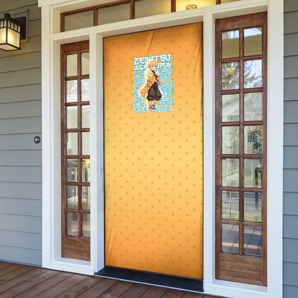 Zenitsu Agatsuma Demon Slayer Door Cover Thunder Spark Anime Tri-Pattern Style