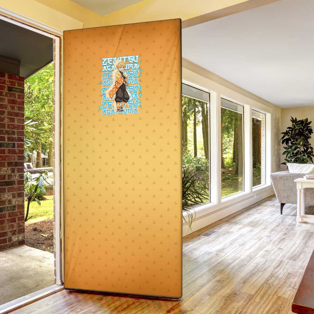 Zenitsu Agatsuma Demon Slayer Door Cover Thunder Spark Anime Tri-Pattern Style
