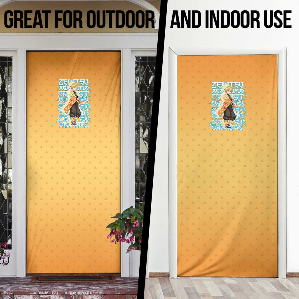 Zenitsu Agatsuma Demon Slayer Door Cover Thunder Spark Anime Tri-Pattern Style