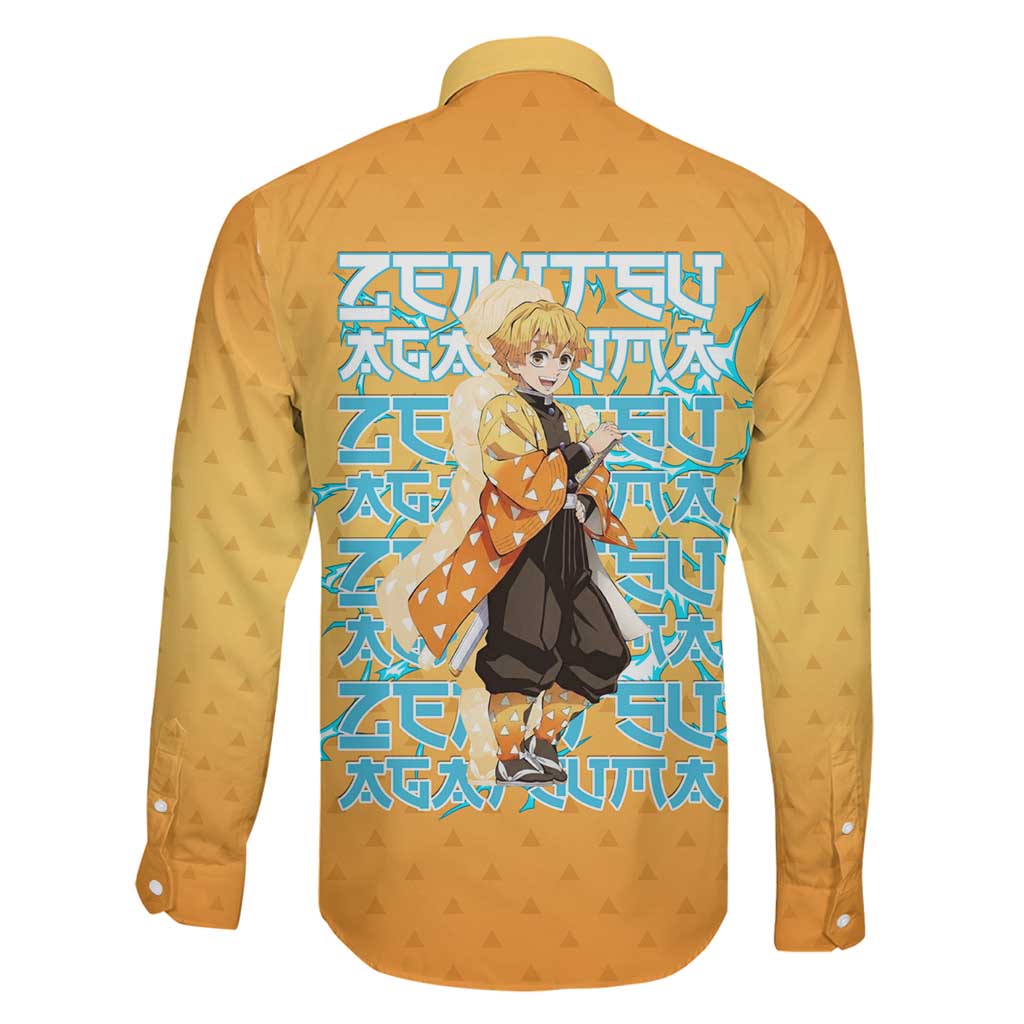 Zenitsu Agatsuma Demon Slayer Family Matching Tank Maxi Dress and Hawaiian Shirt Thunder Spark Anime Tri-Pattern Style
