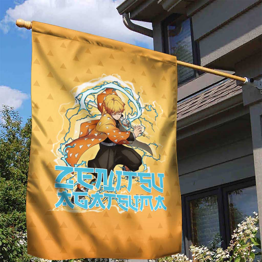Zenitsu Agatsuma Demon Slayer Garden Flag Thunder Spark Anime Tri-Pattern Style