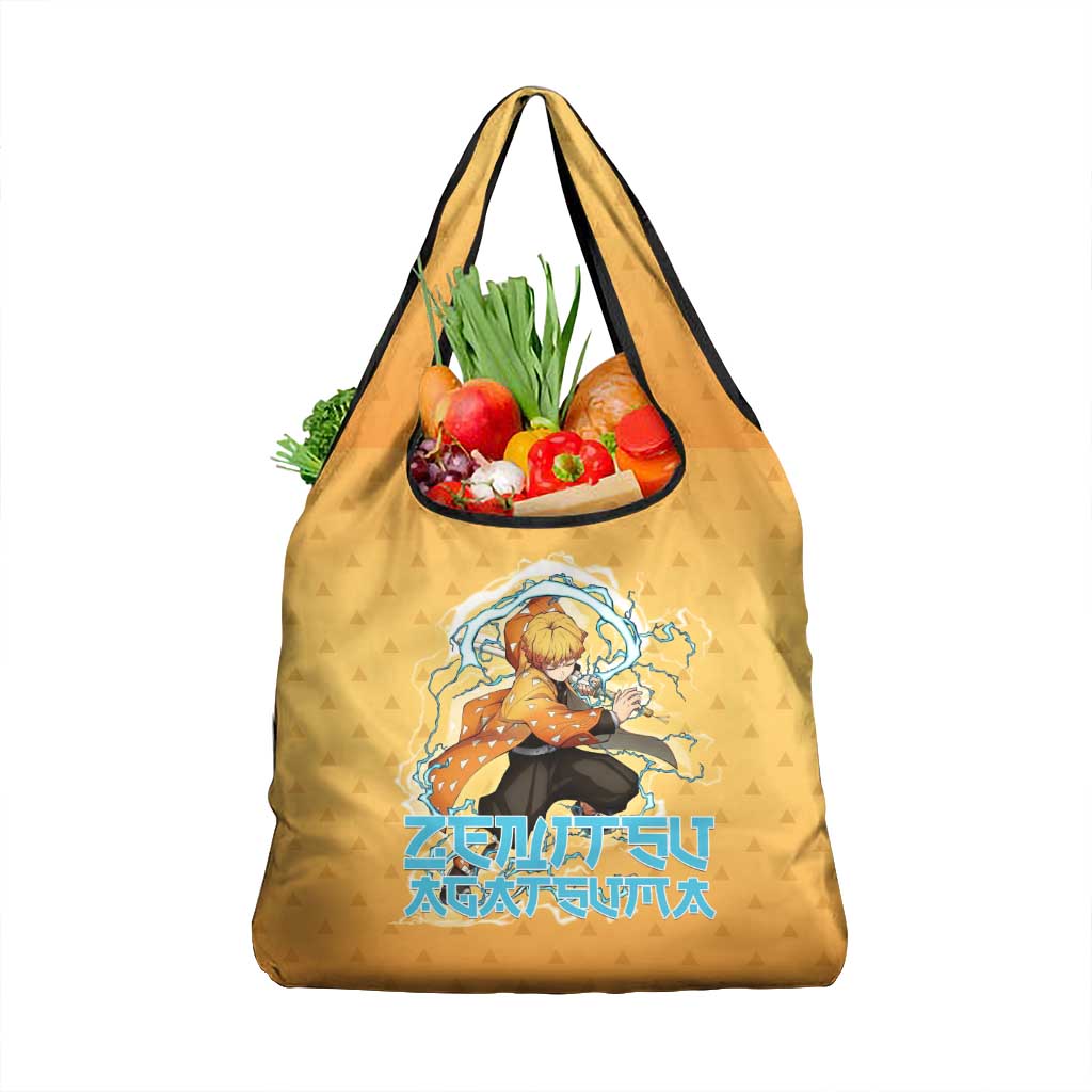Zenitsu Agatsuma Demon Slayer Grocery Bag Thunder Spark Anime Tri-Pattern Style