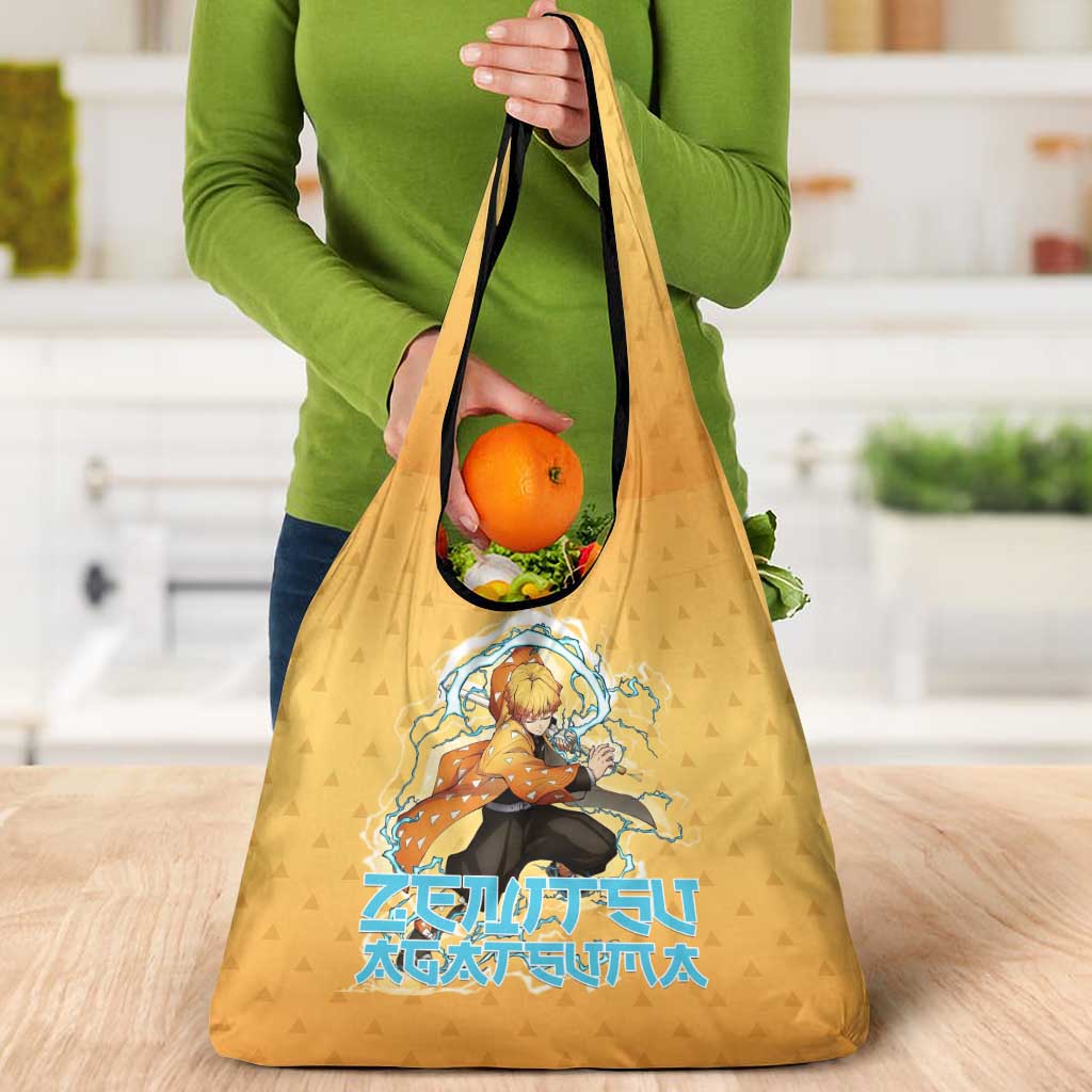 Zenitsu Agatsuma Demon Slayer Grocery Bag Thunder Spark Anime Tri-Pattern Style
