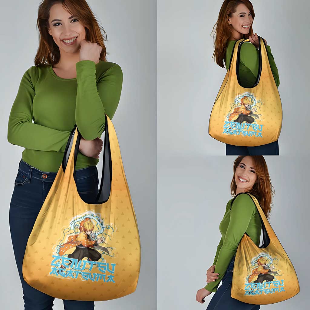 Zenitsu Agatsuma Demon Slayer Grocery Bag Thunder Spark Anime Tri-Pattern Style