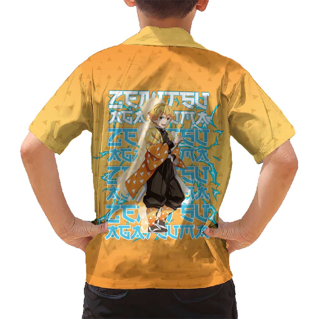 Zenitsu Agatsuma Demon Slayer Hawaiian Shirt Thunder Spark Anime Tri-Pattern Style