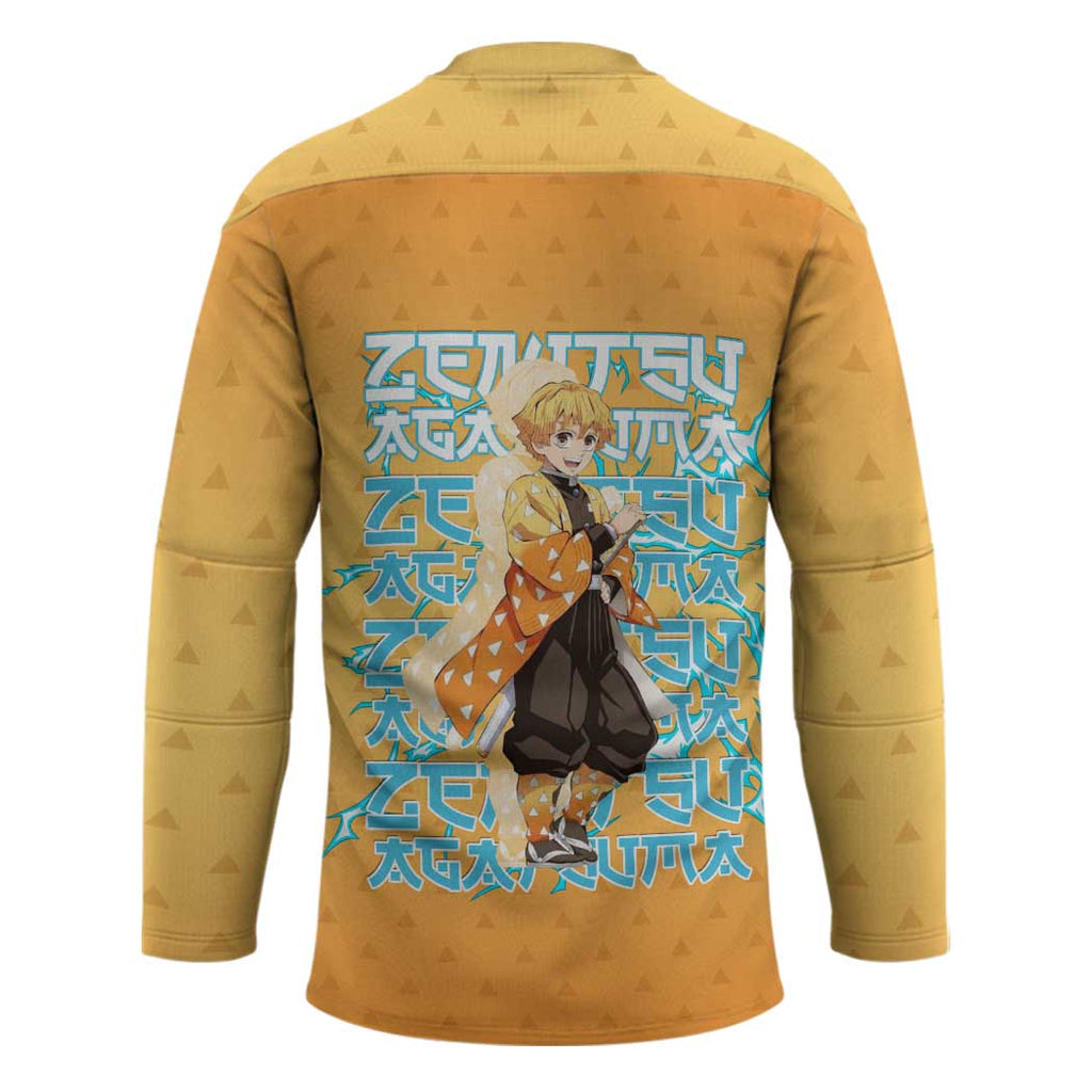 Zenitsu Agatsuma Demon Slayer Hockey Jersey Thunder Spark Anime Tri-Pattern Style