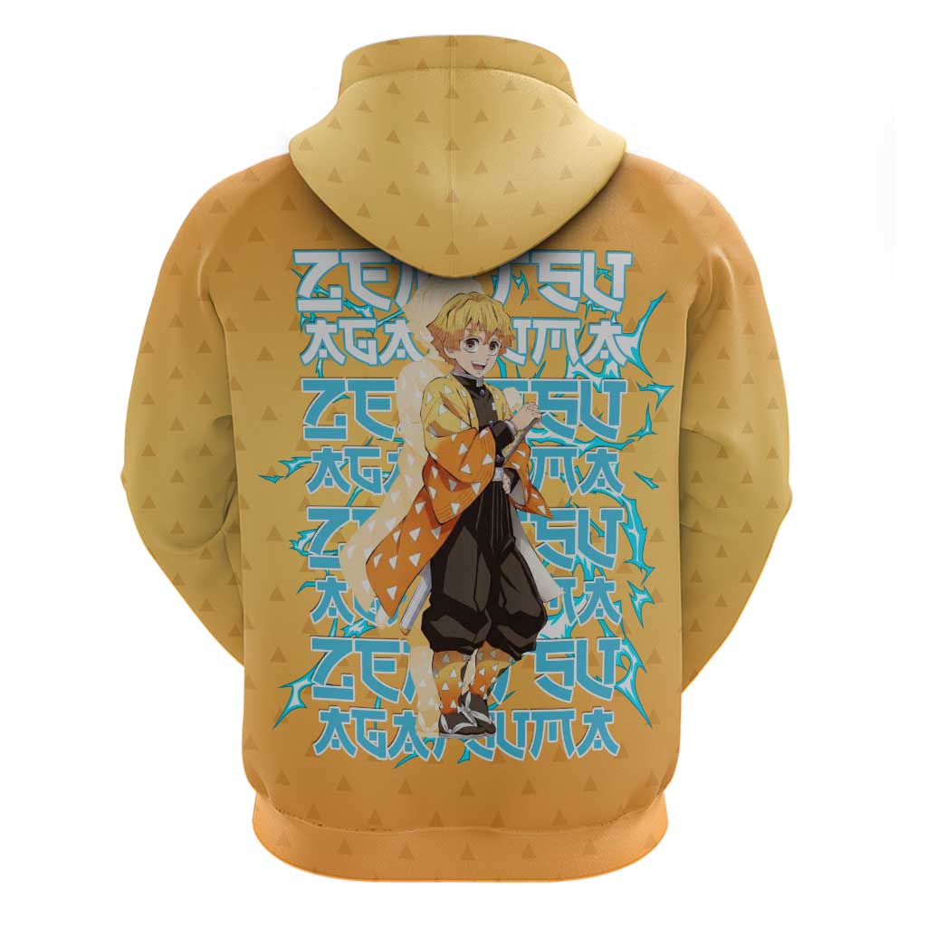 Zenitsu Agatsuma Demon Slayer Hoodie Thunder Spark Anime Tri-Pattern Style