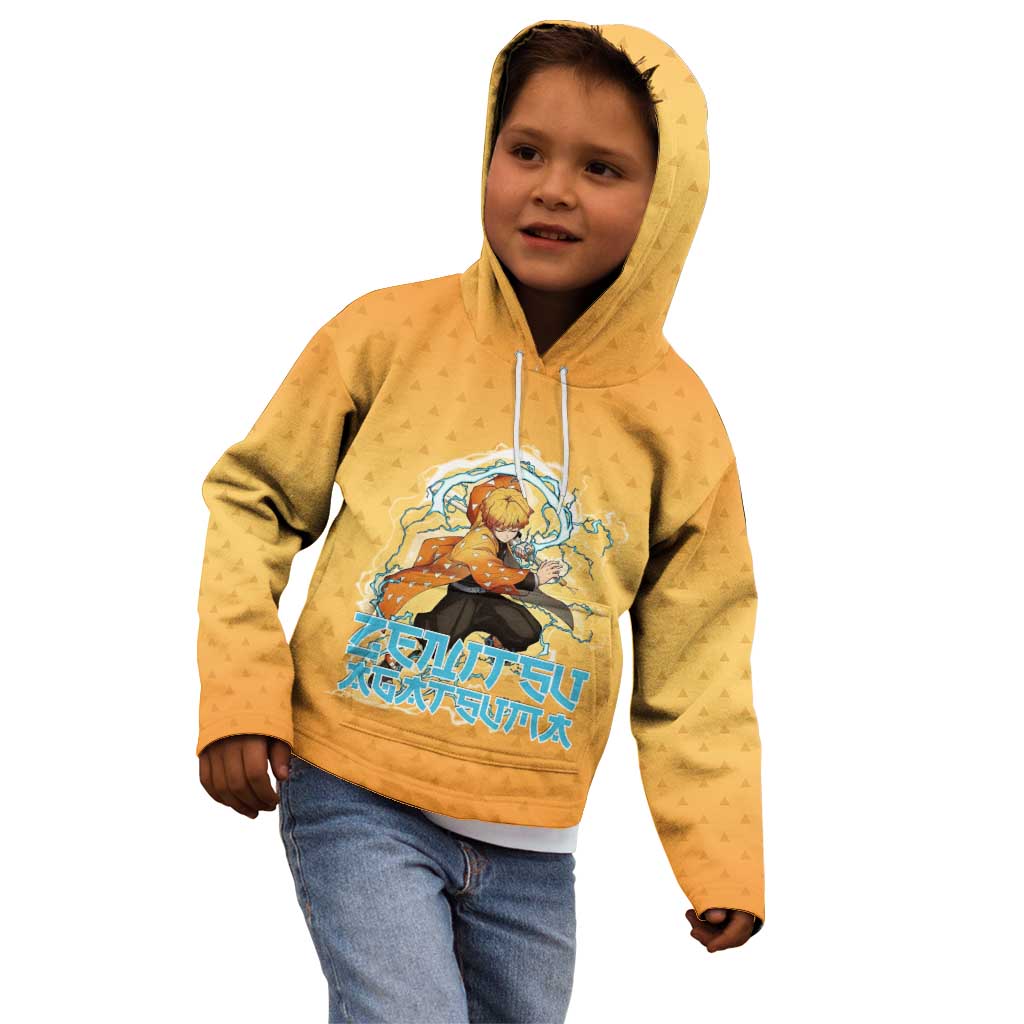 Zenitsu Agatsuma Demon Slayer Kid Hoodie Thunder Spark Anime Tri-Pattern Style