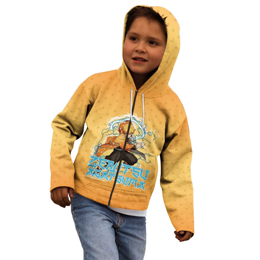 Zenitsu Agatsuma Demon Slayer Kid Hoodie Thunder Spark Anime Tri-Pattern Style