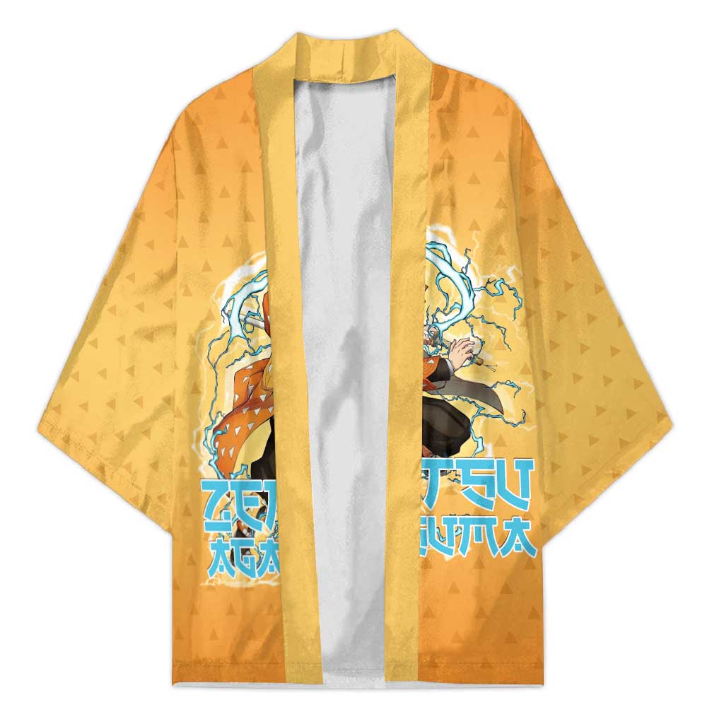 Zenitsu Agatsuma Demon Slayer Kimono Thunder Spark Anime Tri-Pattern Style