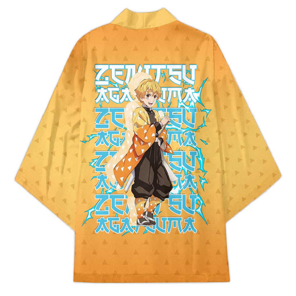 Zenitsu Agatsuma Demon Slayer Kimono Thunder Spark Anime Tri-Pattern Style
