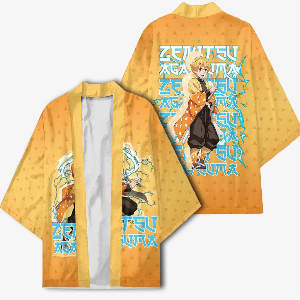 Zenitsu Agatsuma Demon Slayer Kimono Thunder Spark Anime Tri-Pattern Style