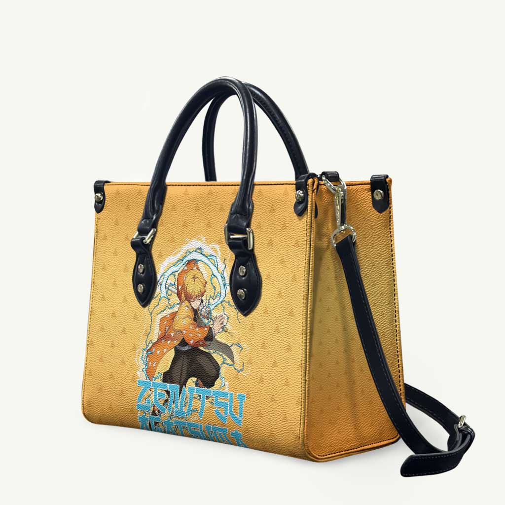 Zenitsu Agatsuma Demon Slayer Leather Bag Thunder Spark Anime Tri-Pattern Style