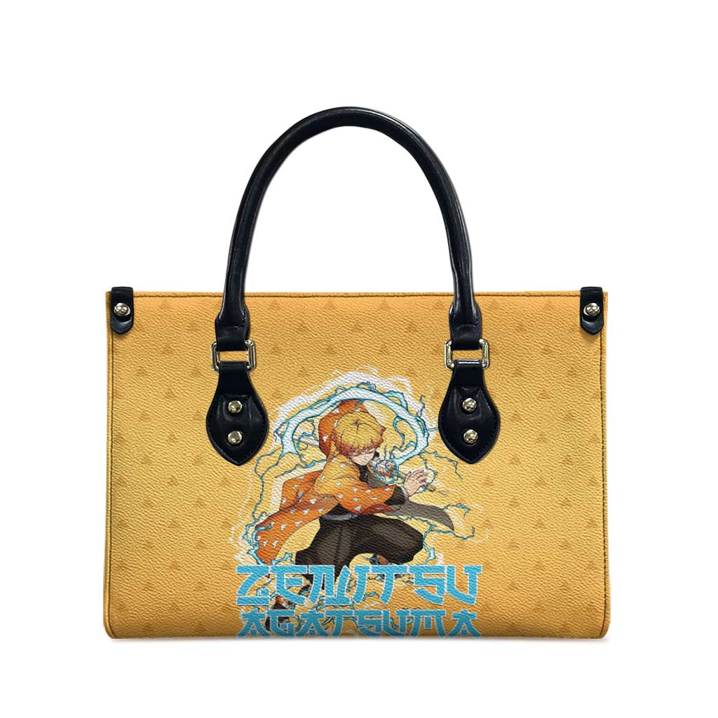 Zenitsu Agatsuma Demon Slayer Leather Bag Thunder Spark Anime Tri-Pattern Style