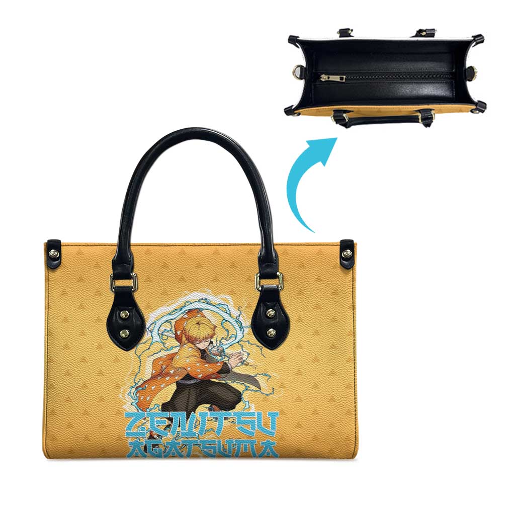 Zenitsu Agatsuma Demon Slayer Leather Bag Thunder Spark Anime Tri-Pattern Style