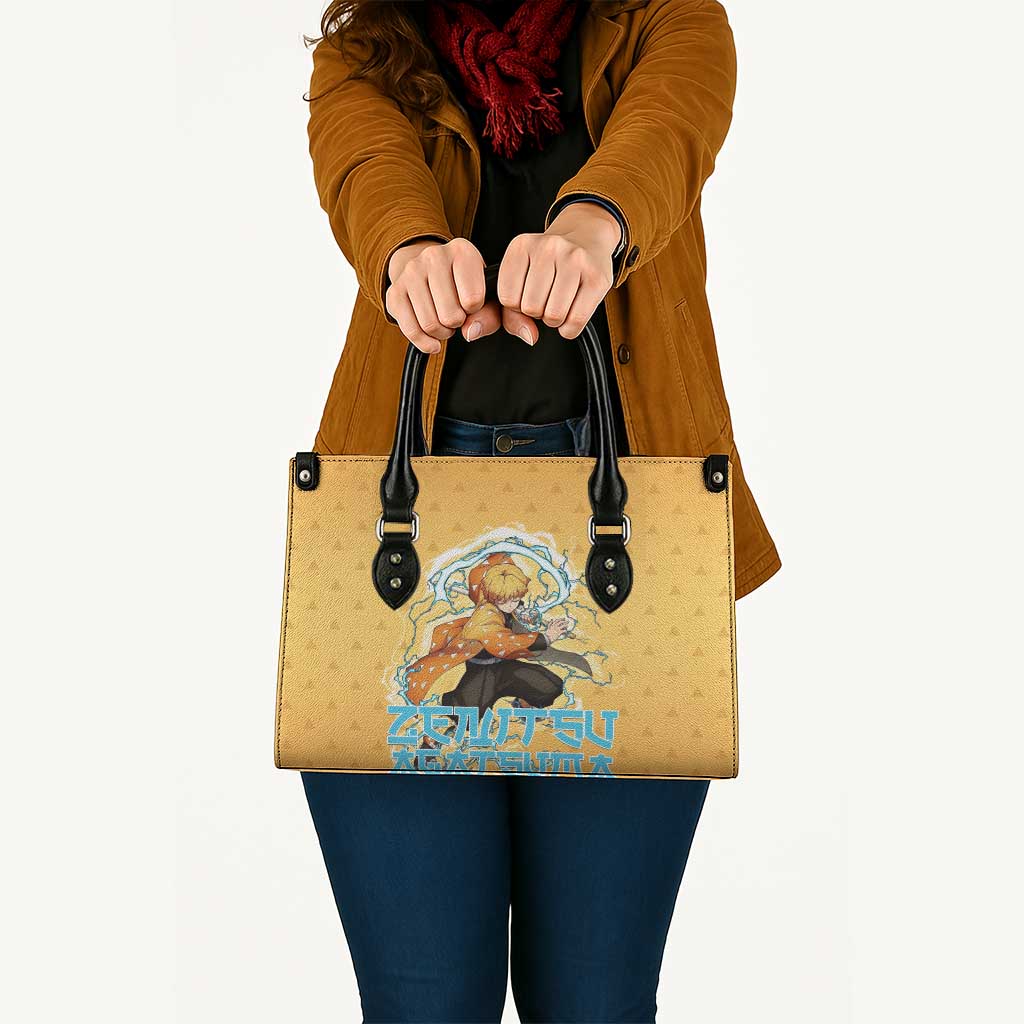 Zenitsu Agatsuma Demon Slayer Leather Bag Thunder Spark Anime Tri-Pattern Style
