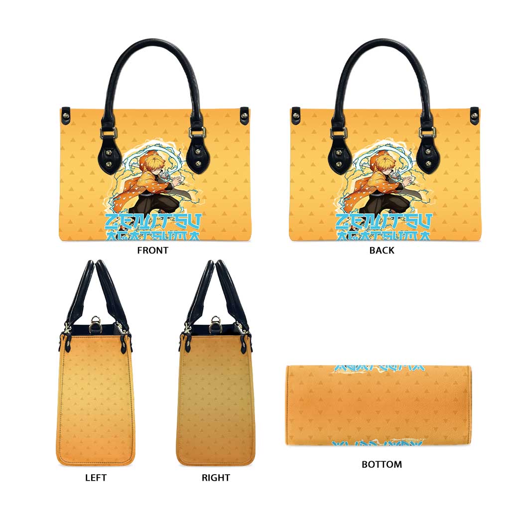 Zenitsu Agatsuma Demon Slayer Leather Bag Thunder Spark Anime Tri-Pattern Style