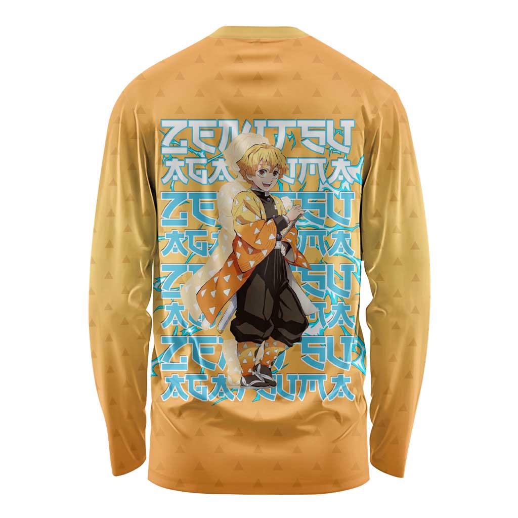 Zenitsu Agatsuma Demon Slayer Long Sleeve Shirt Thunder Spark Anime Tri-Pattern Style
