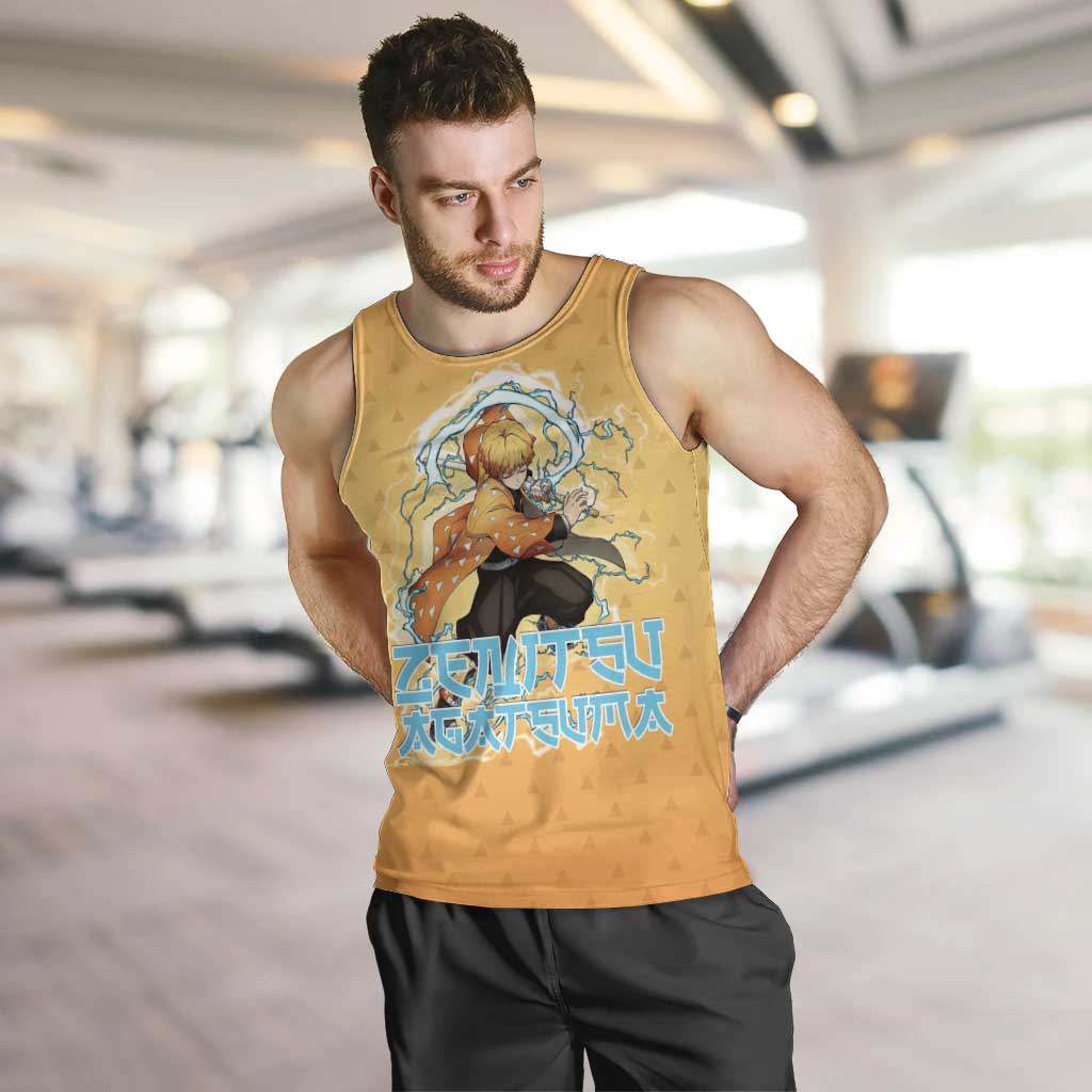 Zenitsu Agatsuma Demon Slayer Men Tank Top Thunder Spark Anime Tri-Pattern Style
