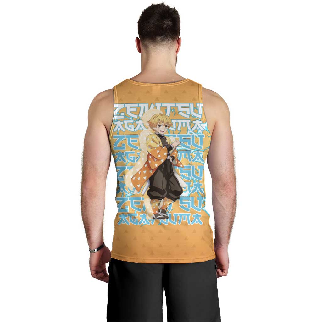 Zenitsu Agatsuma Demon Slayer Men Tank Top Thunder Spark Anime Tri-Pattern Style