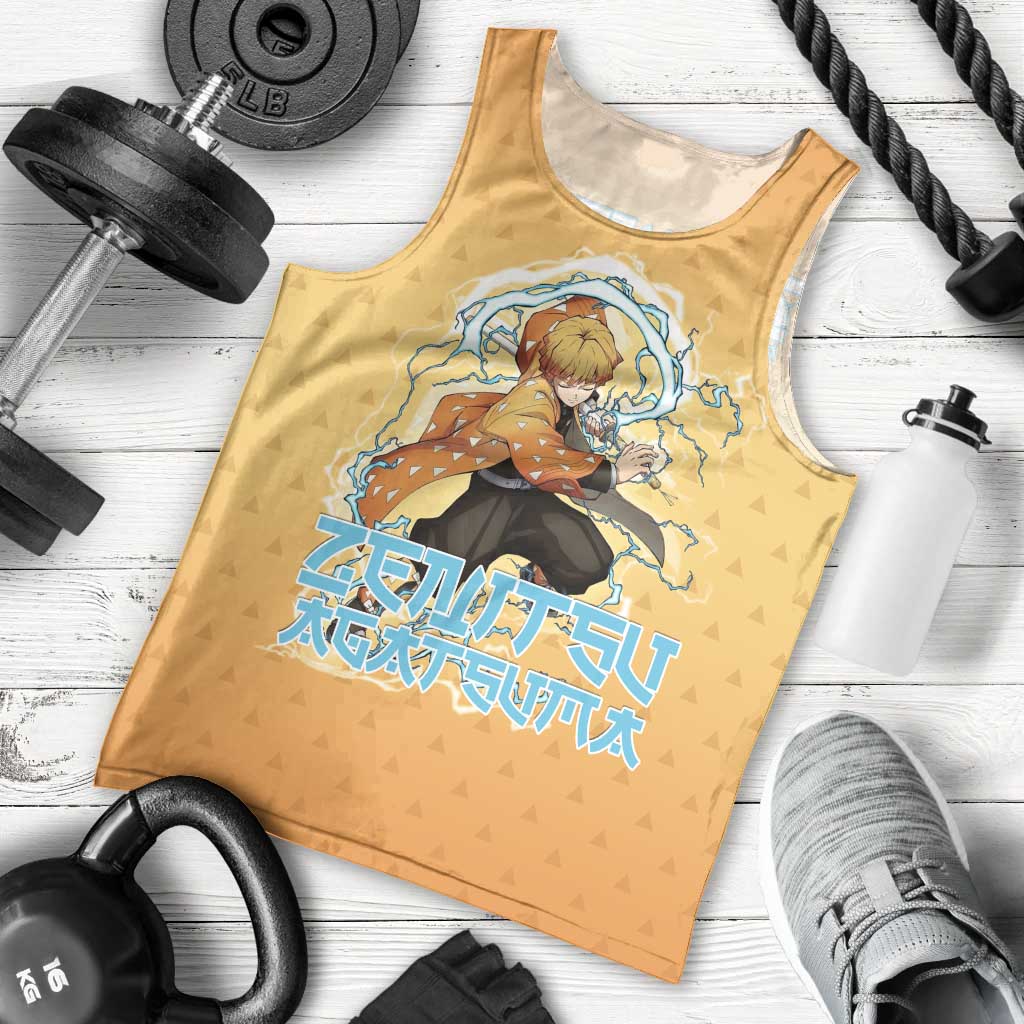 Zenitsu Agatsuma Demon Slayer Men Tank Top Thunder Spark Anime Tri-Pattern Style