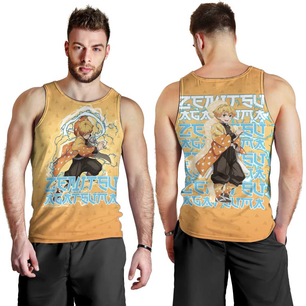 Zenitsu Agatsuma Demon Slayer Men Tank Top Thunder Spark Anime Tri-Pattern Style