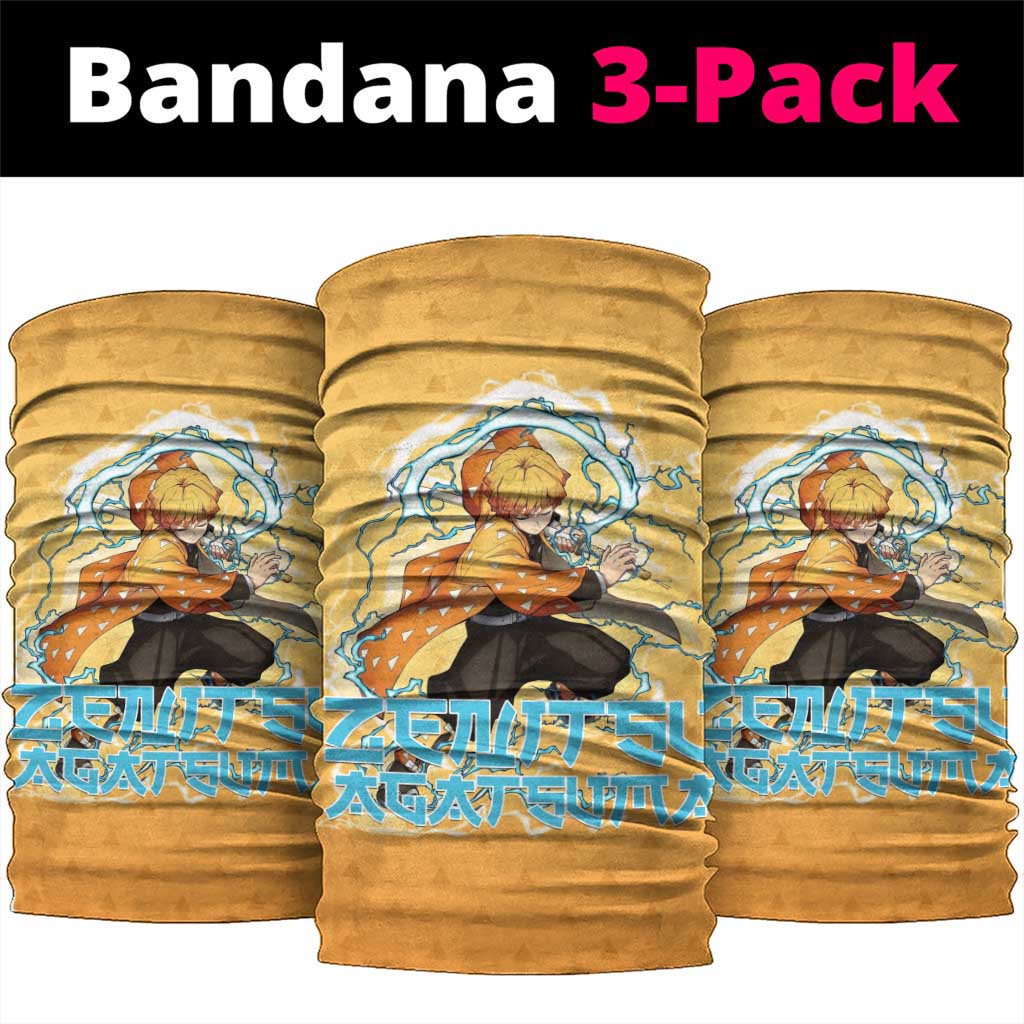 Zenitsu Agatsuma Demon Slayer Neck Gaiter Thunder Spark Anime Tri-Pattern Style