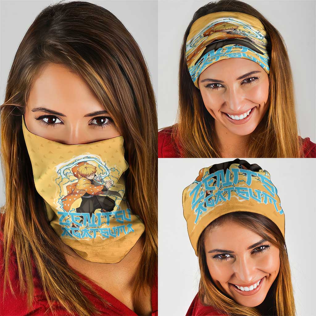 Zenitsu Agatsuma Demon Slayer Neck Gaiter Thunder Spark Anime Tri-Pattern Style