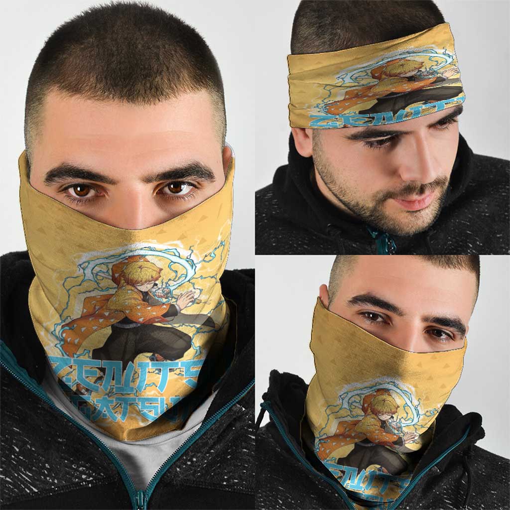 Zenitsu Agatsuma Demon Slayer Neck Gaiter Thunder Spark Anime Tri-Pattern Style