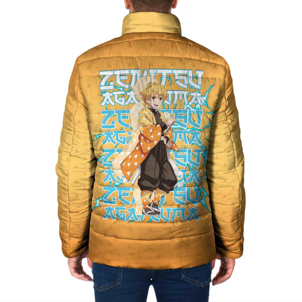 Zenitsu Agatsuma Demon Slayer Padded Jacket Thunder Spark Anime Tri-Pattern Style