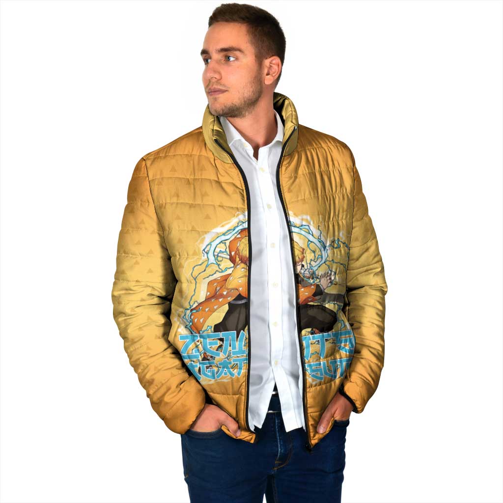 Zenitsu Agatsuma Demon Slayer Padded Jacket Thunder Spark Anime Tri-Pattern Style