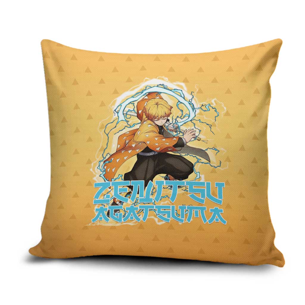 Zenitsu Agatsuma Demon Slayer Pillow Cover Thunder Spark Anime Tri-Pattern Style