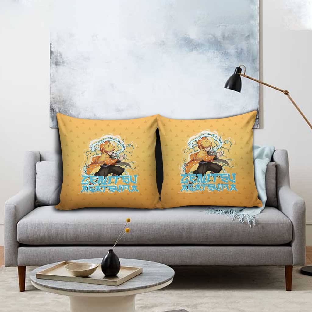 Zenitsu Agatsuma Demon Slayer Pillow Cover Thunder Spark Anime Tri-Pattern Style