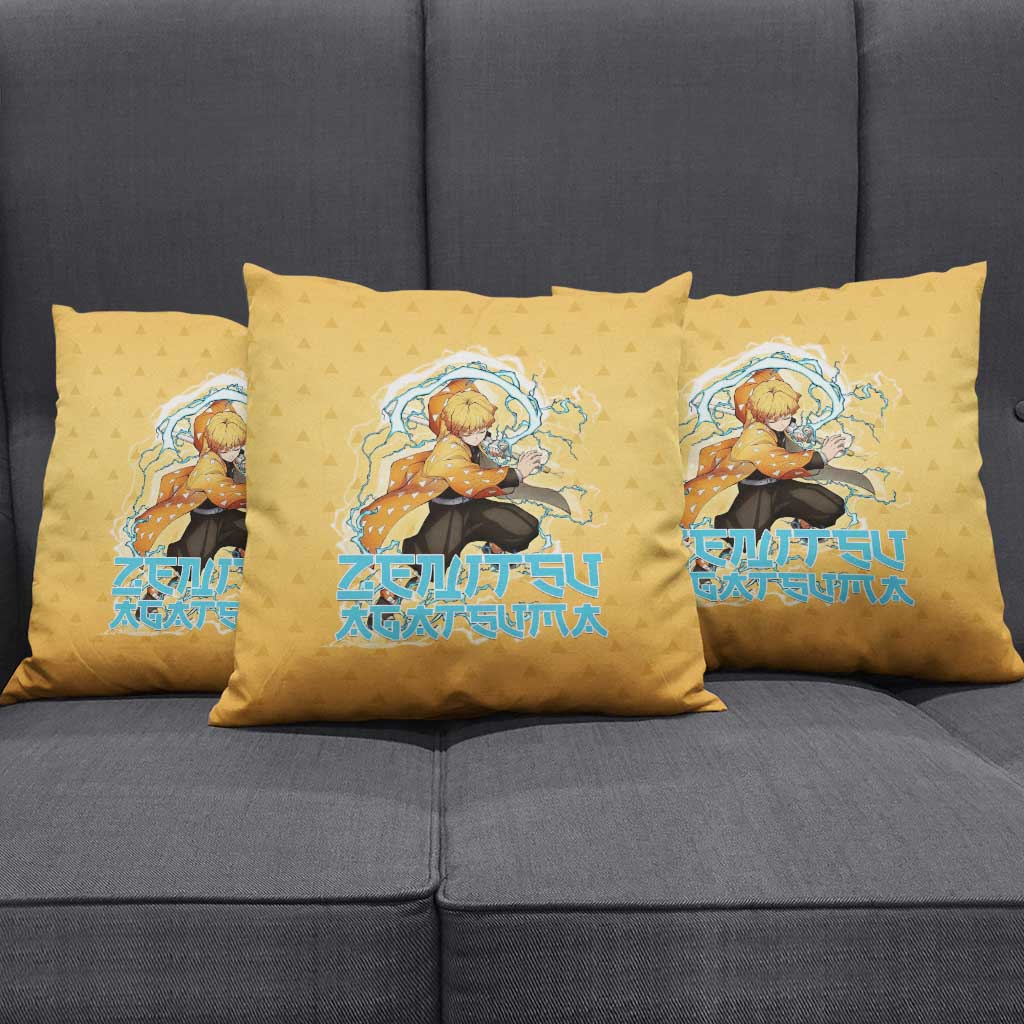 Zenitsu Agatsuma Demon Slayer Pillow Cover Thunder Spark Anime Tri-Pattern Style