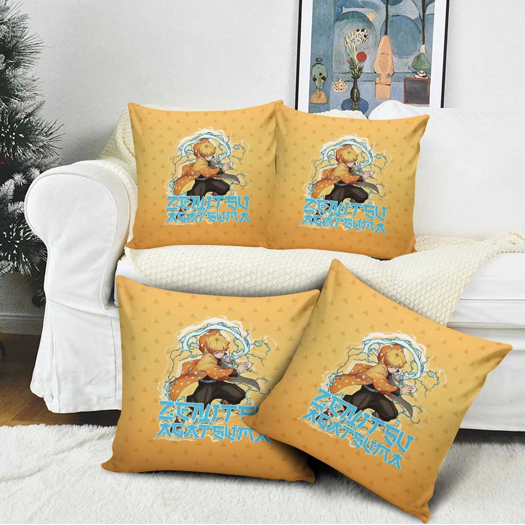 Zenitsu Agatsuma Demon Slayer Pillow Cover Thunder Spark Anime Tri-Pattern Style