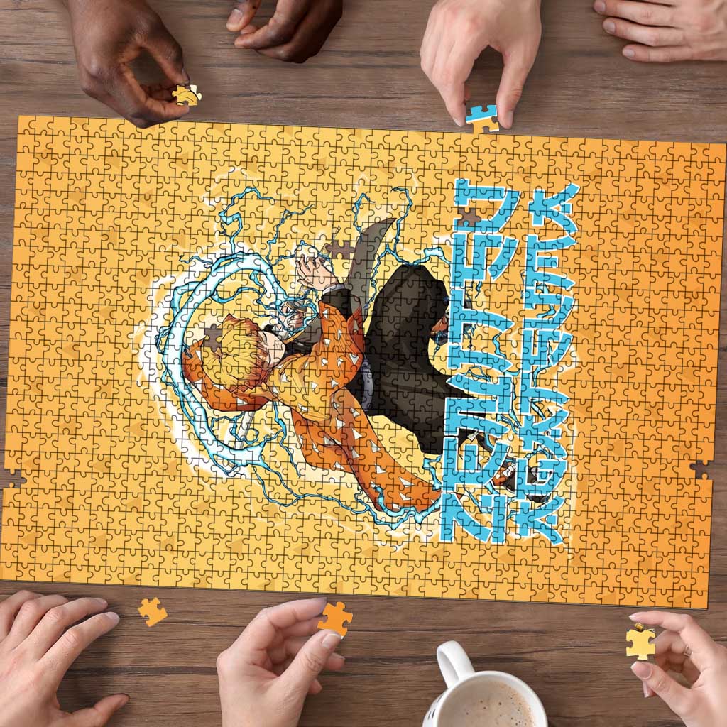 Zenitsu Agatsuma Demon Slayer Puzzle Thunder Spark Anime Tri-Pattern Style