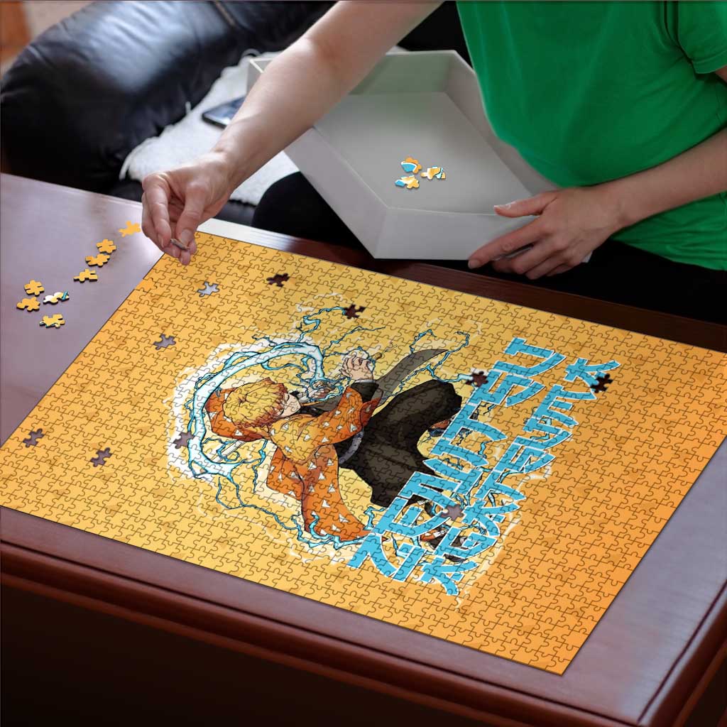 Zenitsu Agatsuma Demon Slayer Puzzle Thunder Spark Anime Tri-Pattern Style