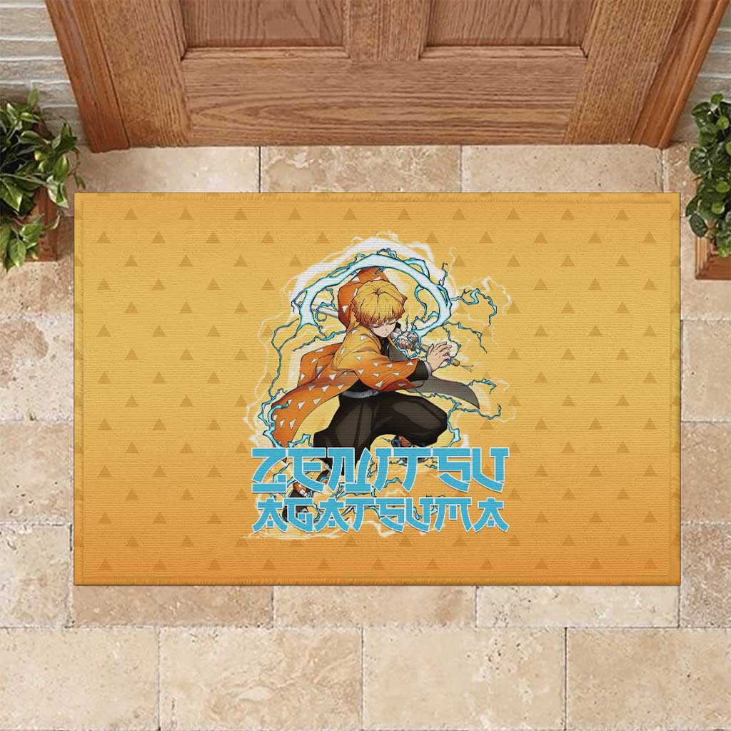 Zenitsu Agatsuma Demon Slayer Rubber Doormat Thunder Spark Anime Tri-Pattern Style