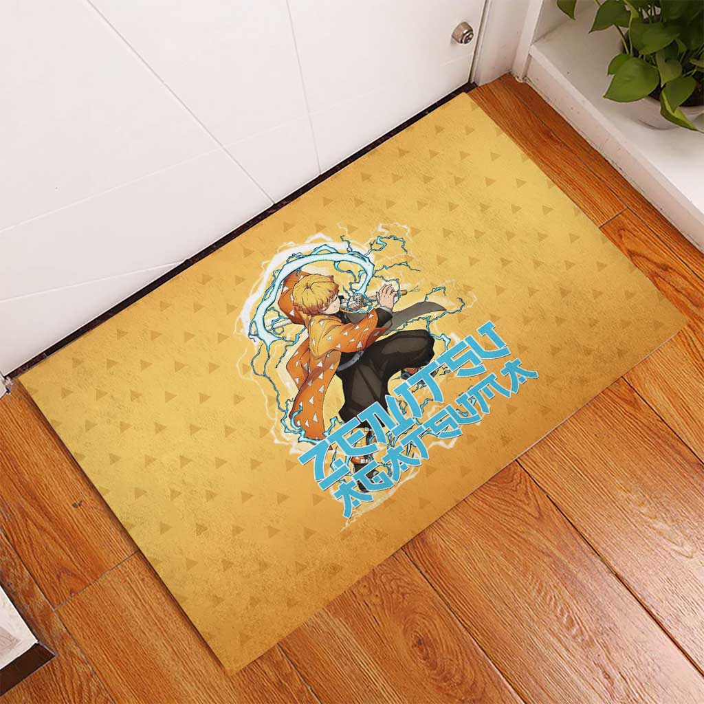 Zenitsu Agatsuma Demon Slayer Rubber Doormat Thunder Spark Anime Tri-Pattern Style